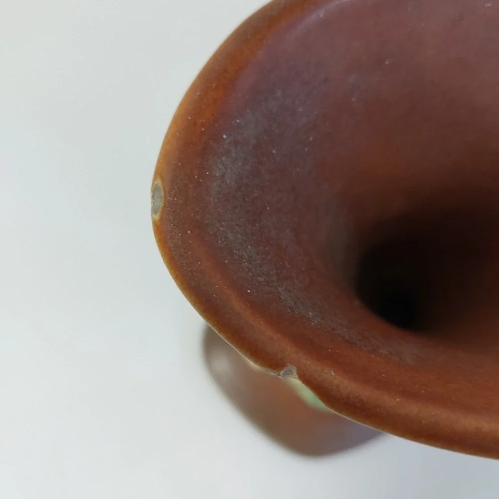Roseville Pottery Apple Blossom 125‎ Cornucopia Vase Orange Green